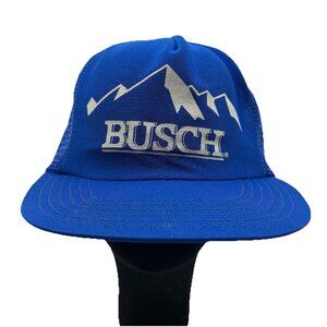 Busch Beer Vintage Trucker Snapback Hat Cap Dad Retro 80's Mountains Logo Mesh